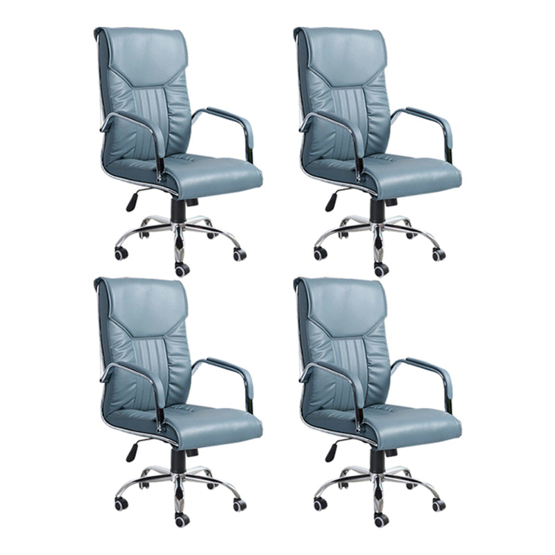 Adjustable Seat Height Office Chair Modern High Back Fixed Arm Chair with Wheels