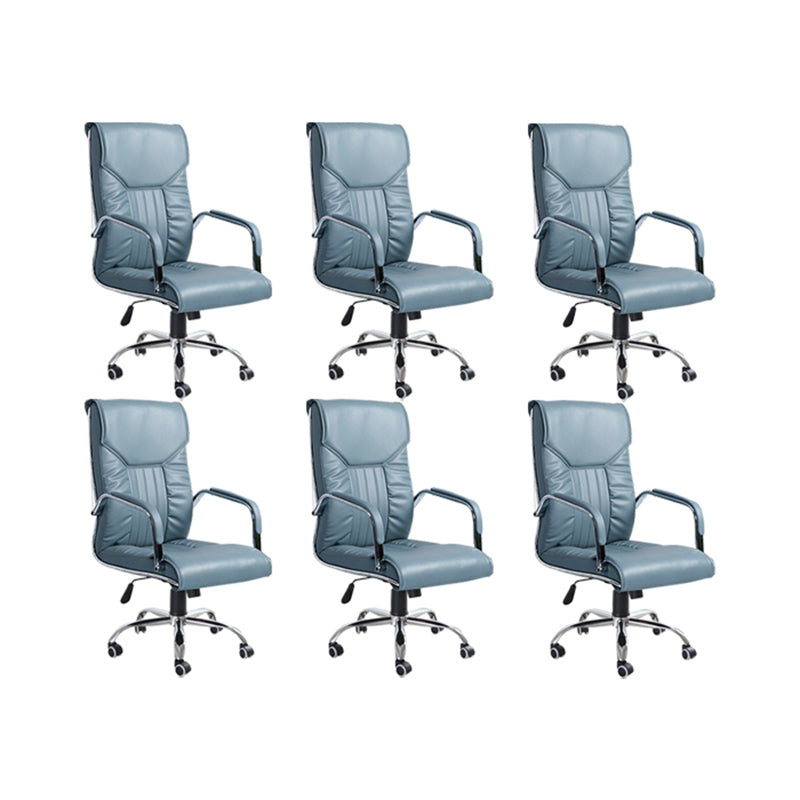 Adjustable Seat Height Office Chair Modern High Back Fixed Arm Chair with Wheels