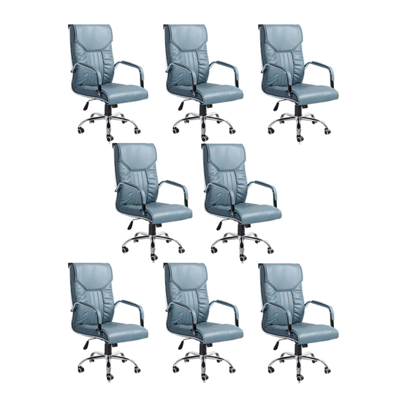 Adjustable Seat Height Office Chair Modern High Back Fixed Arm Chair with Wheels