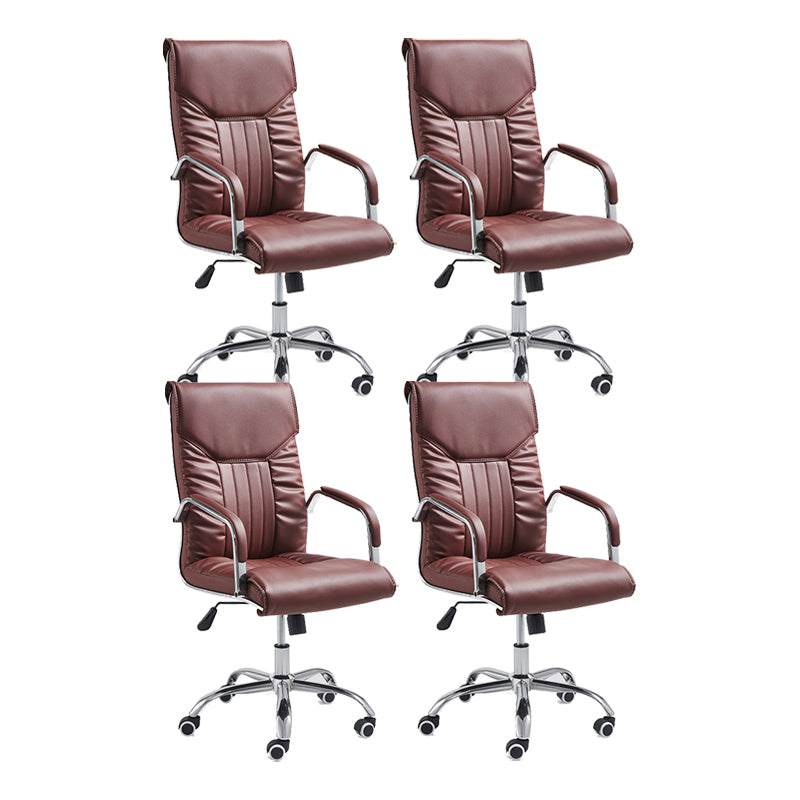 Adjustable Seat Height Office Chair Modern High Back Fixed Arm Chair with Wheels