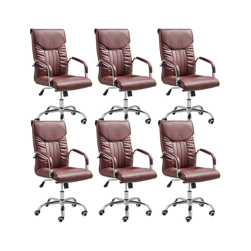 Adjustable Seat Height Office Chair Modern High Back Fixed Arm Chair with Wheels