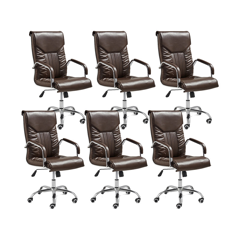 Adjustable Seat Height Office Chair Modern High Back Fixed Arm Chair with Wheels