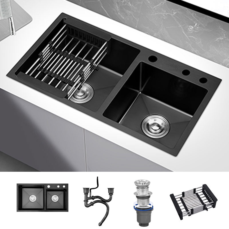 Modern Kitchen Double Basin Black Kitchen Sink with Soundproofing