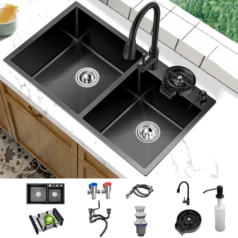 Modern Kitchen Double Basin Black Kitchen Sink with Soundproofing