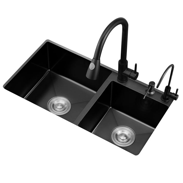 Modern Kitchen Double Basin Black Kitchen Sink with Soundproofing