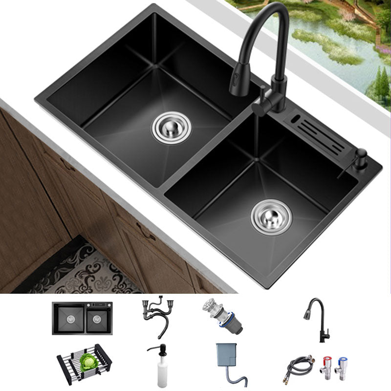 Classic Sink Stainless Steel Double Basin Workstation Sink with Faucet