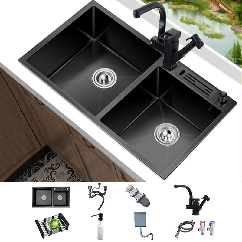 Classic Sink Stainless Steel Double Basin Workstation Sink with Faucet