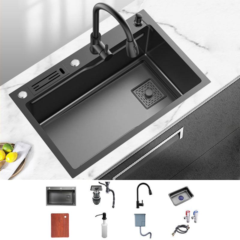 Classic Single Basin Sink Stainless Steel Faucet Sink with Soap Dispenser