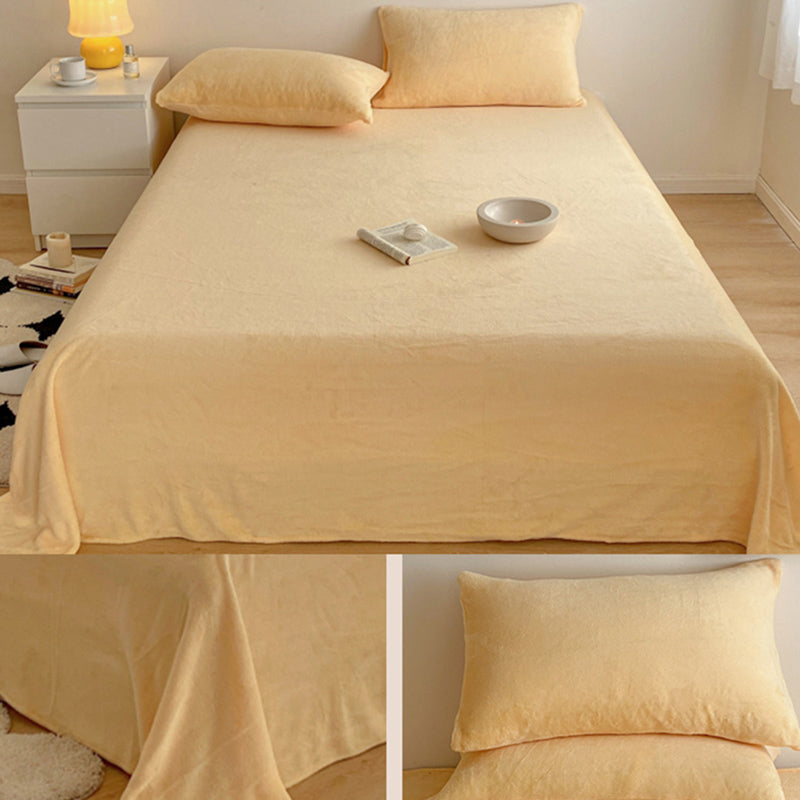 Solid Color Bed Sheet Non-Pilling Wrinkle Resistant Polyester Bed Sheet