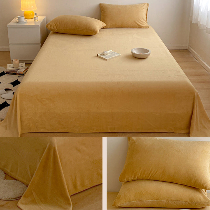 Solid Color Bed Sheet Non-Pilling Wrinkle Resistant Polyester Bed Sheet