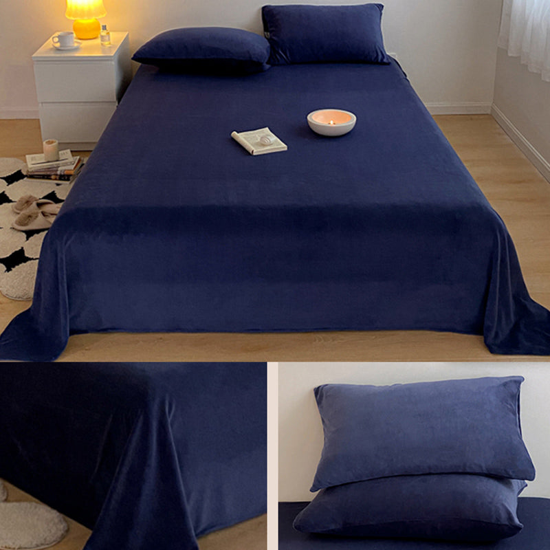 Solid Color Bed Sheet Non-Pilling Wrinkle Resistant Polyester Bed Sheet