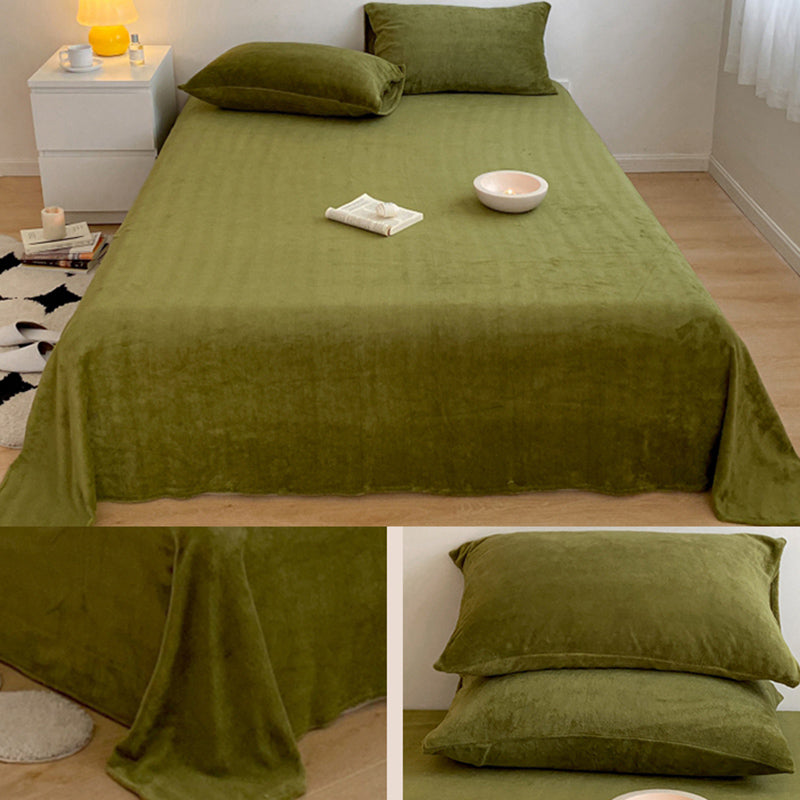 Solid Color Bed Sheet Non-Pilling Wrinkle Resistant Polyester Bed Sheet