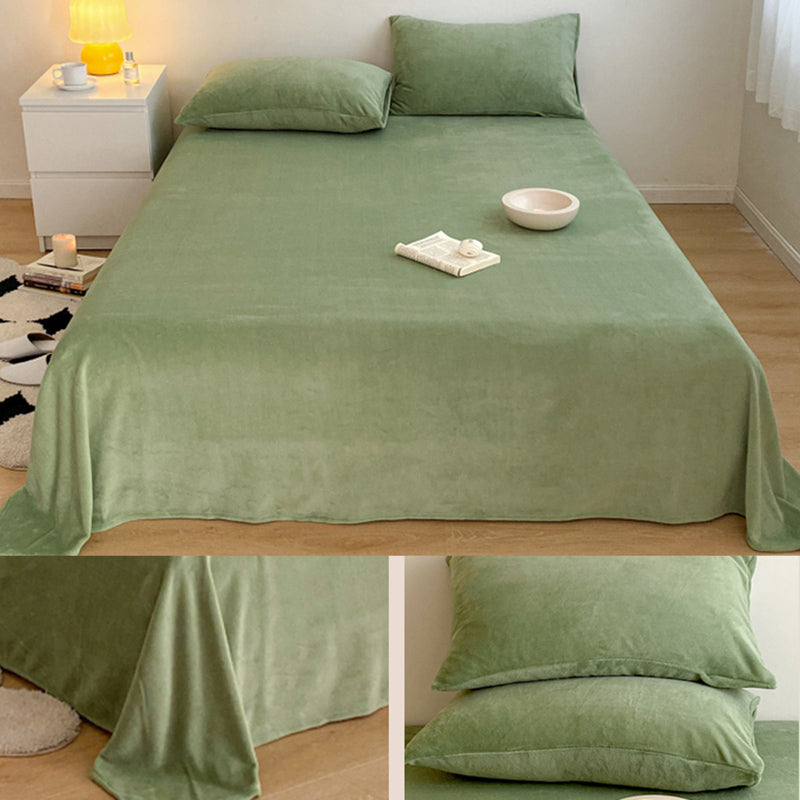 Solid Color Bed Sheet Non-Pilling Wrinkle Resistant Polyester Bed Sheet