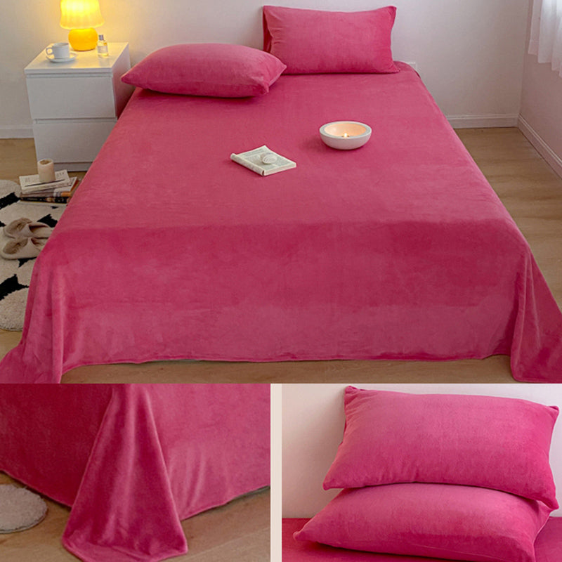 Solid Color Bed Sheet Non-Pilling Wrinkle Resistant Polyester Bed Sheet