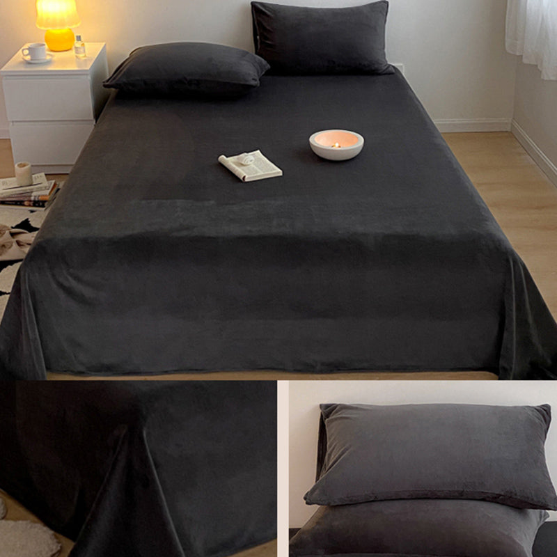 Solid Color Bed Sheet Non-Pilling Wrinkle Resistant Polyester Bed Sheet