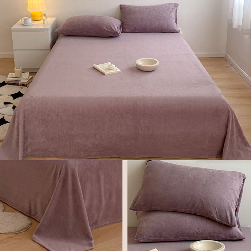 Solid Color Bed Sheet Non-Pilling Wrinkle Resistant Polyester Bed Sheet