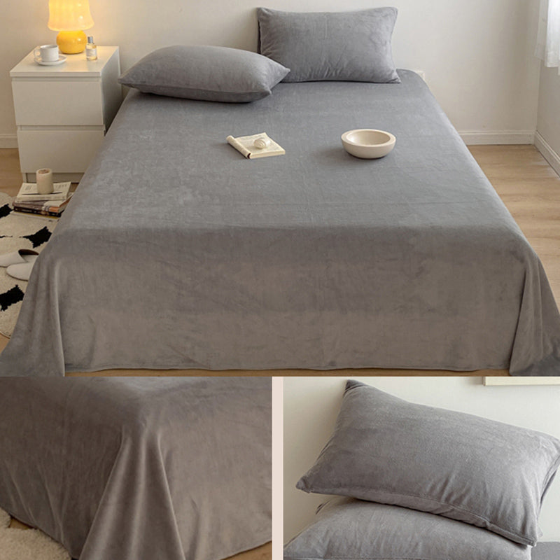 Solid Color Bed Sheet Non-Pilling Wrinkle Resistant Polyester Bed Sheet