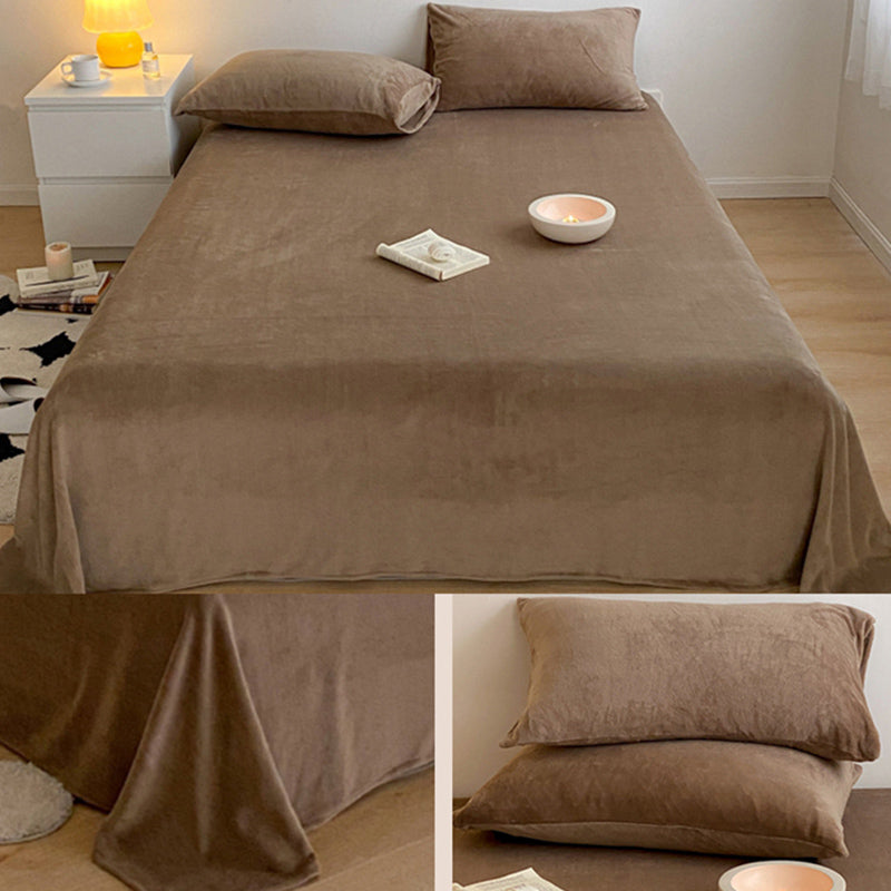 Solid Color Bed Sheet Non-Pilling Wrinkle Resistant Polyester Bed Sheet