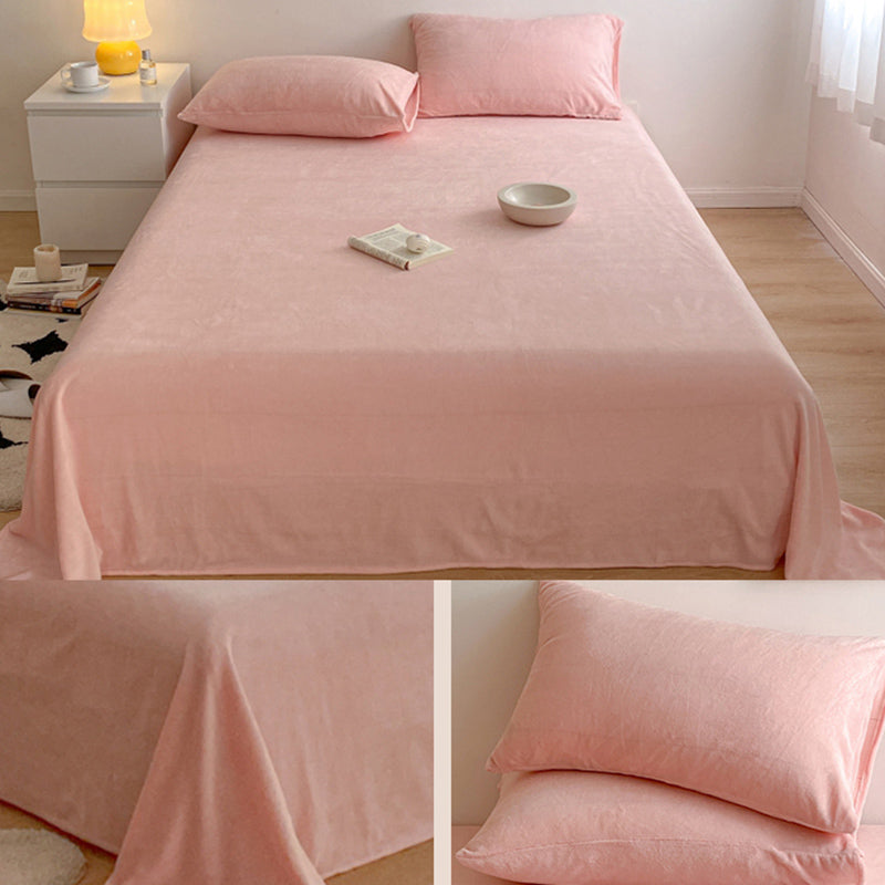 Solid Color Bed Sheet Non-Pilling Wrinkle Resistant Polyester Bed Sheet