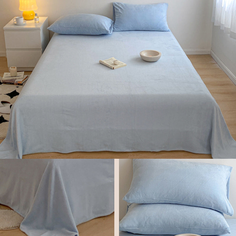 Solid Color Bed Sheet Non-Pilling Wrinkle Resistant Polyester Bed Sheet