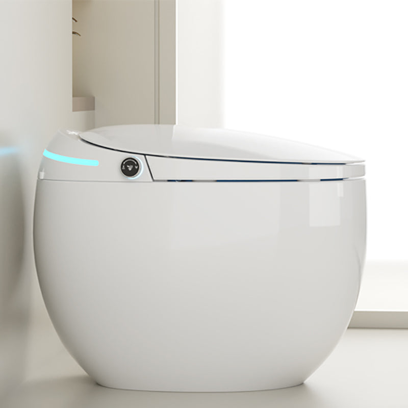 Contemporary Smart Bidet White Ceramic Round Dryer Floor Mount Bidet