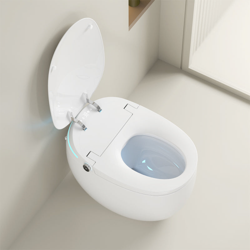 Contemporary Smart Bidet White Ceramic Round Dryer Floor Mount Bidet