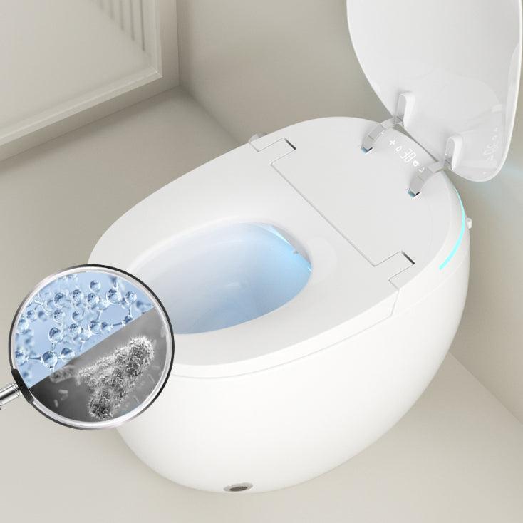 Contemporary Smart Bidet White Ceramic Round Dryer Floor Mount Bidet