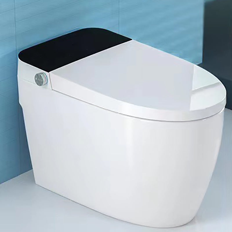 Contemporary White Heated Seat Floor Mount Bidet Round Smart Bidet