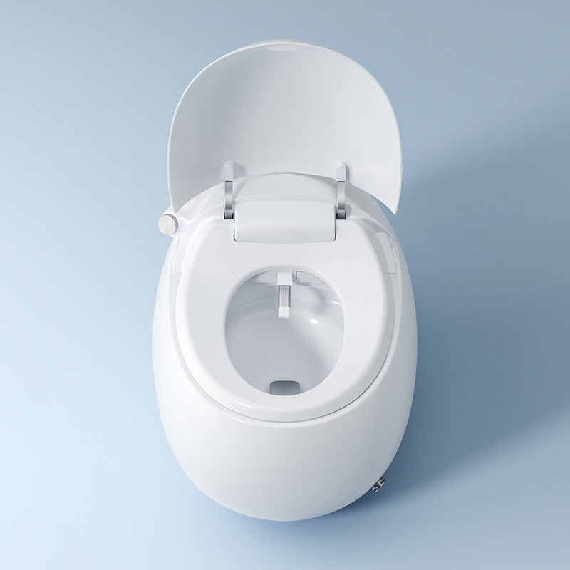 Contemporary White Heated Seat Floor Mount Bidet Round Smart Bidet