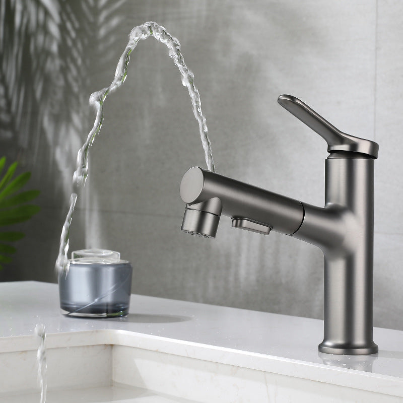 Pull-out Bathroom Sink Faucet Brass Contemporary Faucet with Water Hose