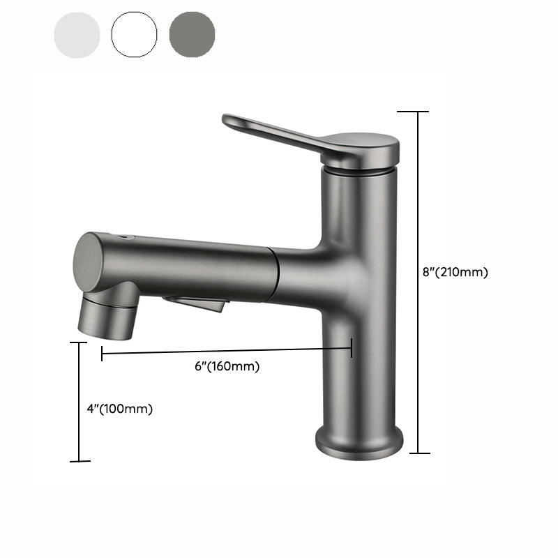 Pull-out Bathroom Sink Faucet Brass Contemporary Faucet with Water Hose
