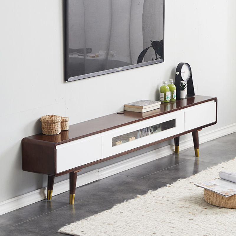 Scandinavian TV Console Solid Wood TV Media Console with Drawers