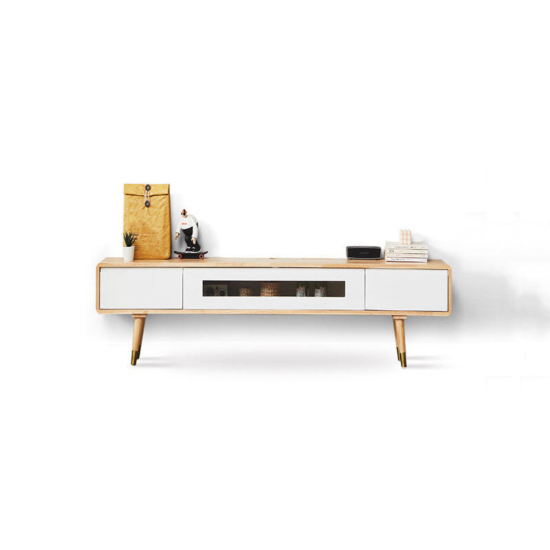 Scandinavian TV Console Solid Wood TV Media Console with Drawers