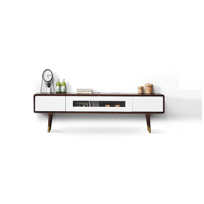 Scandinavian TV Console Solid Wood TV Media Console with Drawers