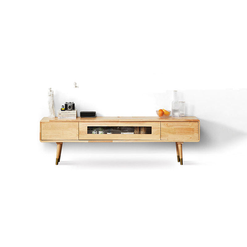 Scandinavian TV Console Solid Wood TV Media Console with Drawers