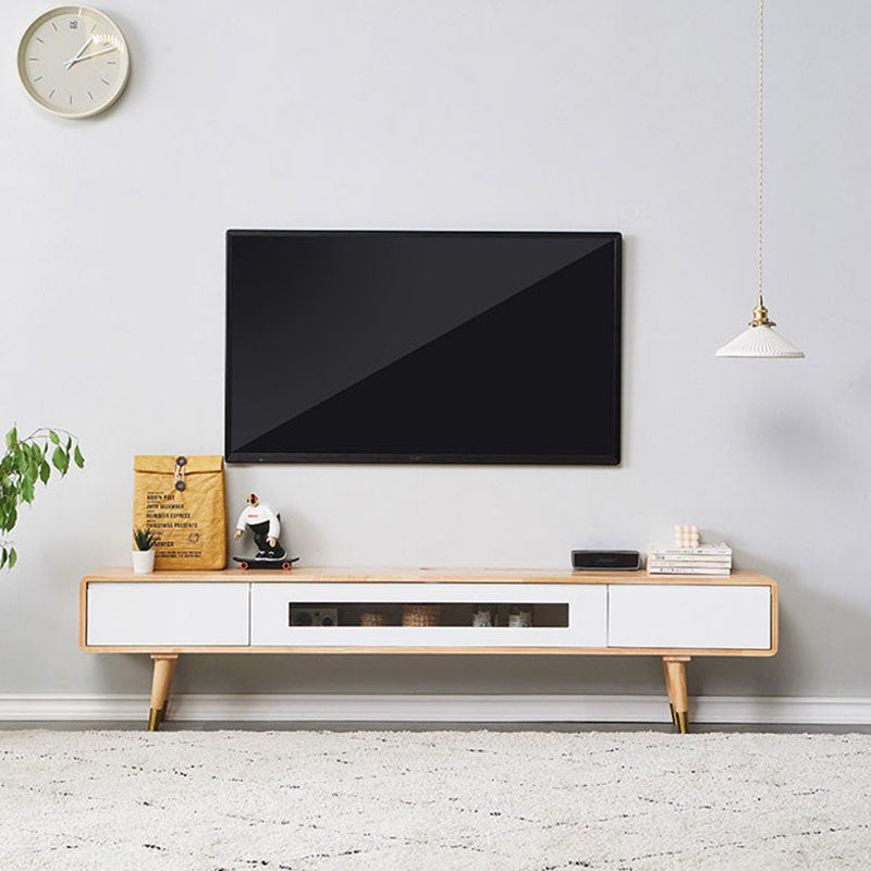 Scandinavian TV Console Solid Wood TV Media Console with Drawers