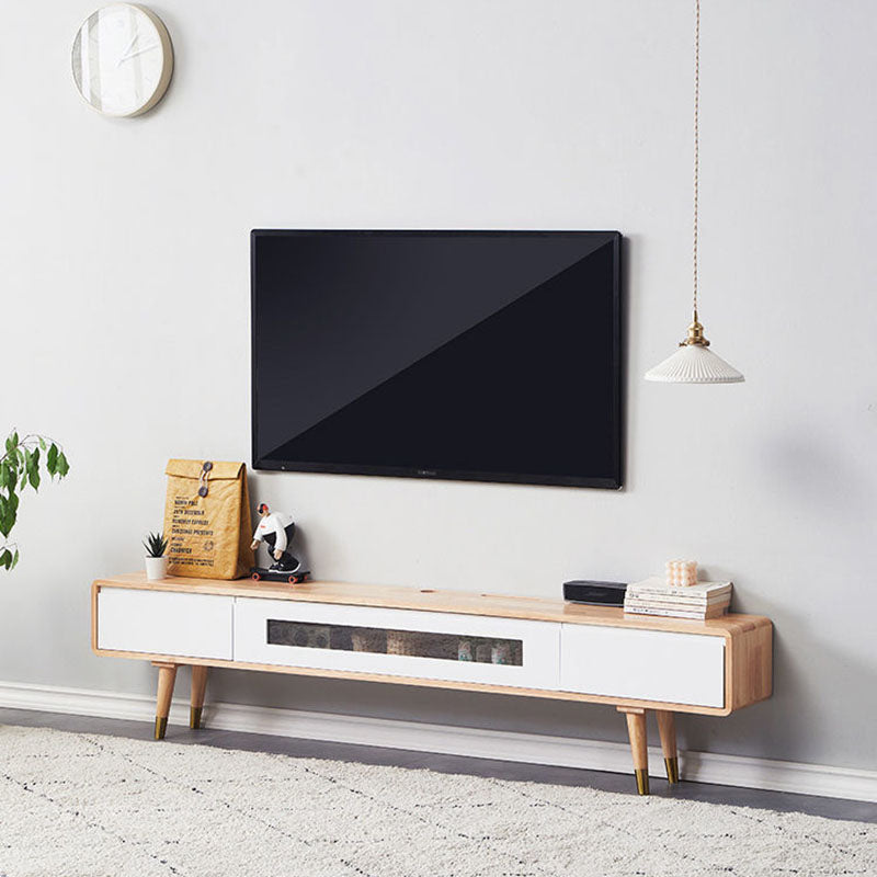 Scandinavian TV Console Solid Wood TV Media Console with Drawers