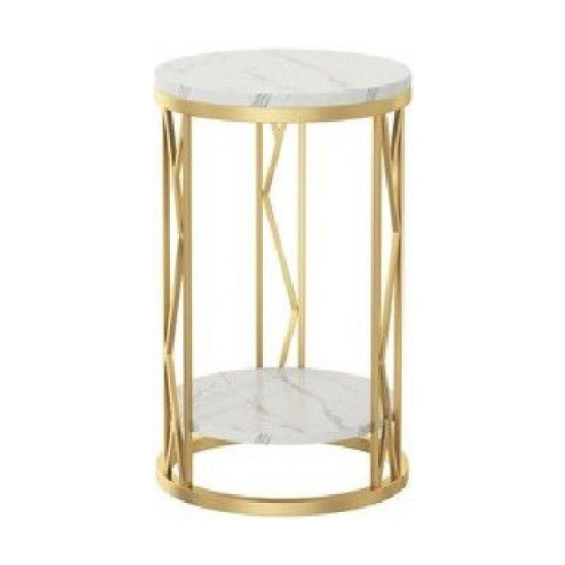 Classic Glam Accent Table Nightstand Stone Bedside Cabinet for Bedroom