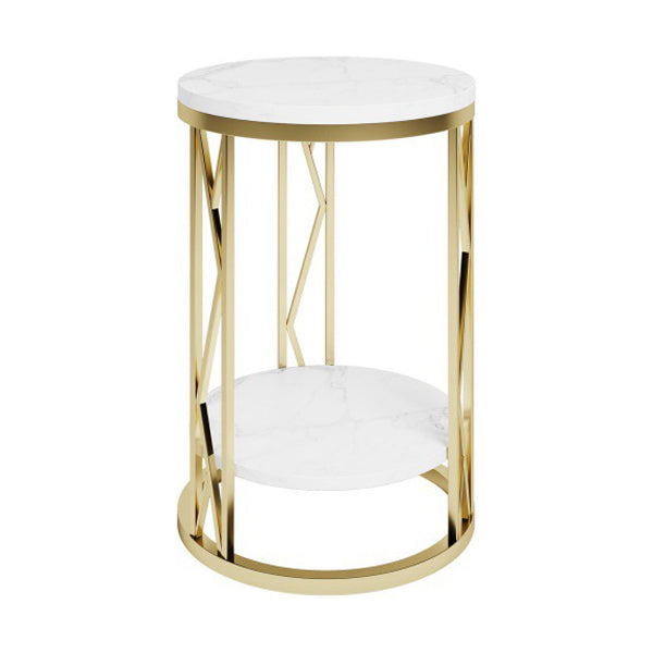 Classic Glam Accent Table Nightstand Stone Bedside Cabinet for Bedroom