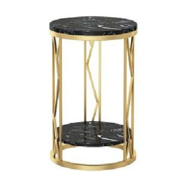 Classic Glam Accent Table Nightstand Stone Bedside Cabinet for Bedroom