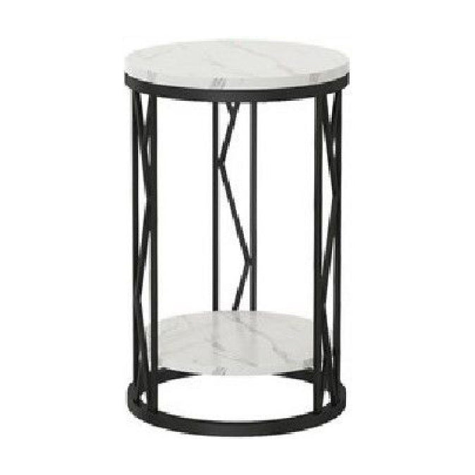 Classic Glam Accent Table Nightstand Stone Bedside Cabinet for Bedroom