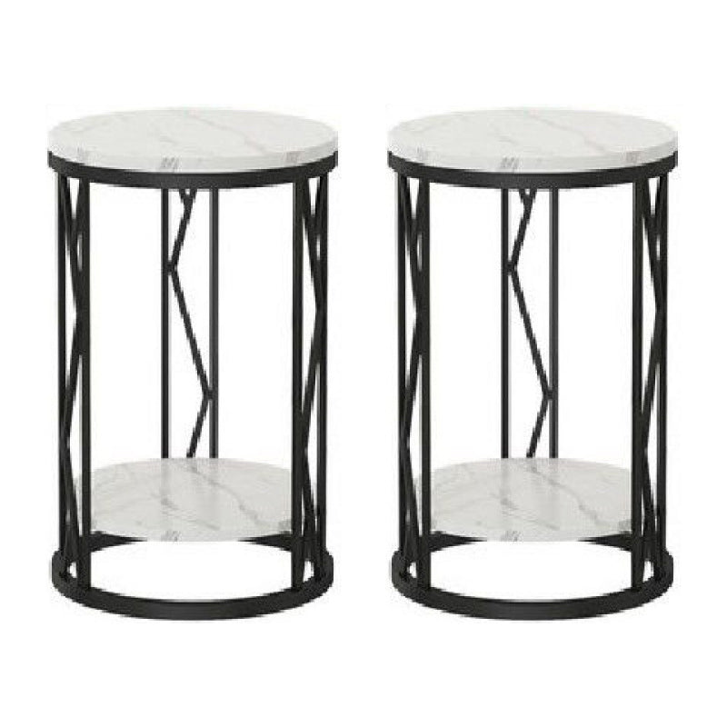 Classic Glam Accent Table Nightstand Stone Bedside Cabinet for Bedroom