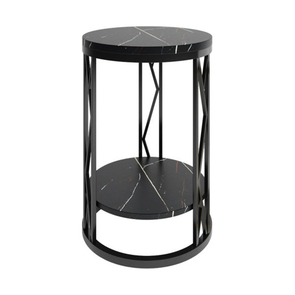 Classic Glam Accent Table Nightstand Stone Bedside Cabinet for Bedroom