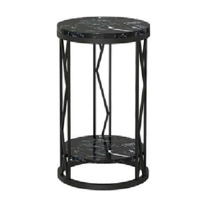 Classic Glam Accent Table Nightstand Stone Bedside Cabinet for Bedroom