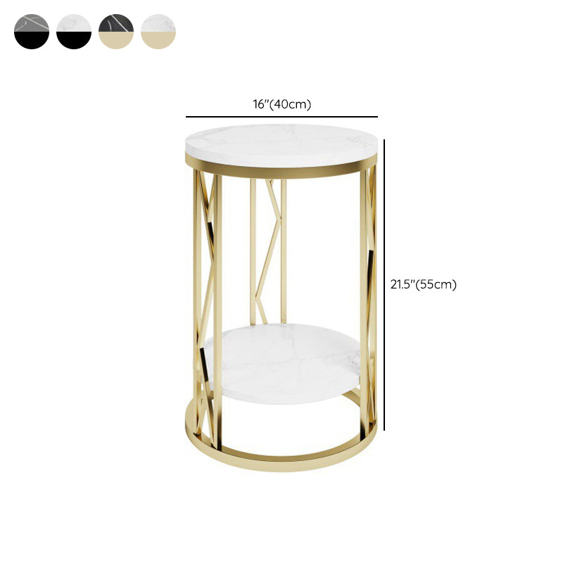 Classic Glam Accent Table Nightstand Stone Bedside Cabinet for Bedroom