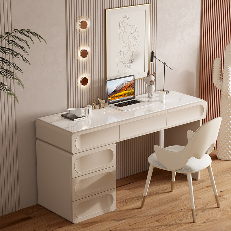 6 Drawers Writing Desk Rectangular Shaped Office Desk in White