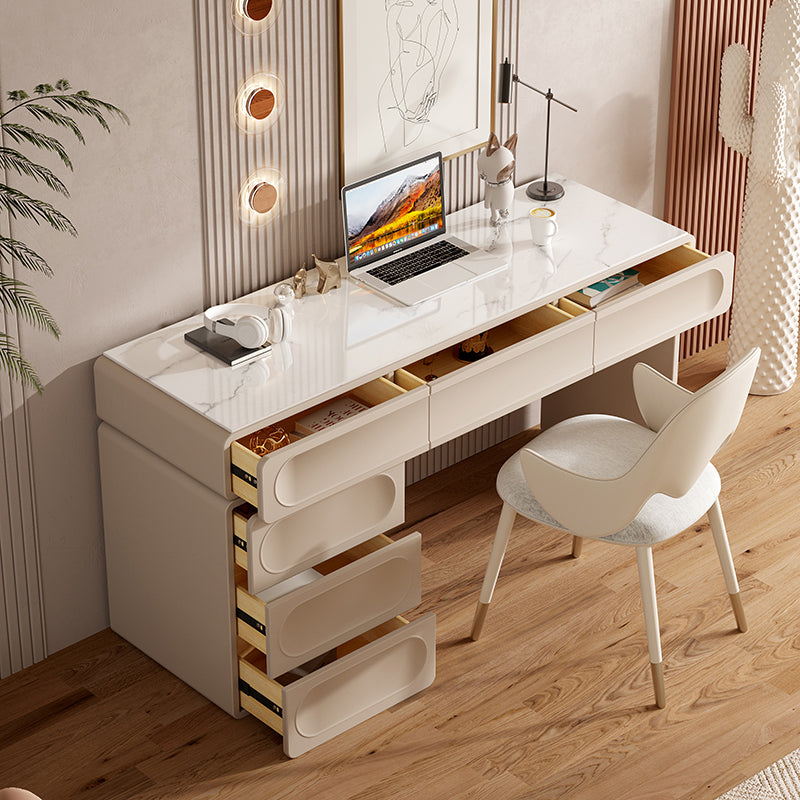 6 Drawers Writing Desk Rectangular Shaped Office Desk in White