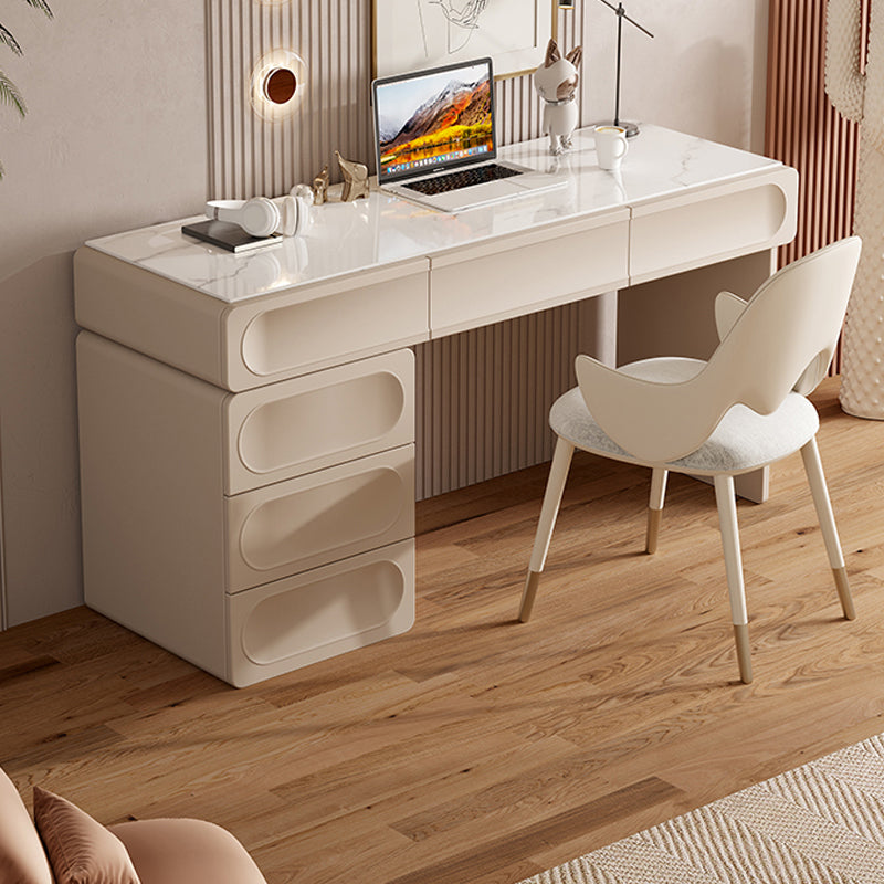 6 Drawers Writing Desk Rectangular Shaped Office Desk in White