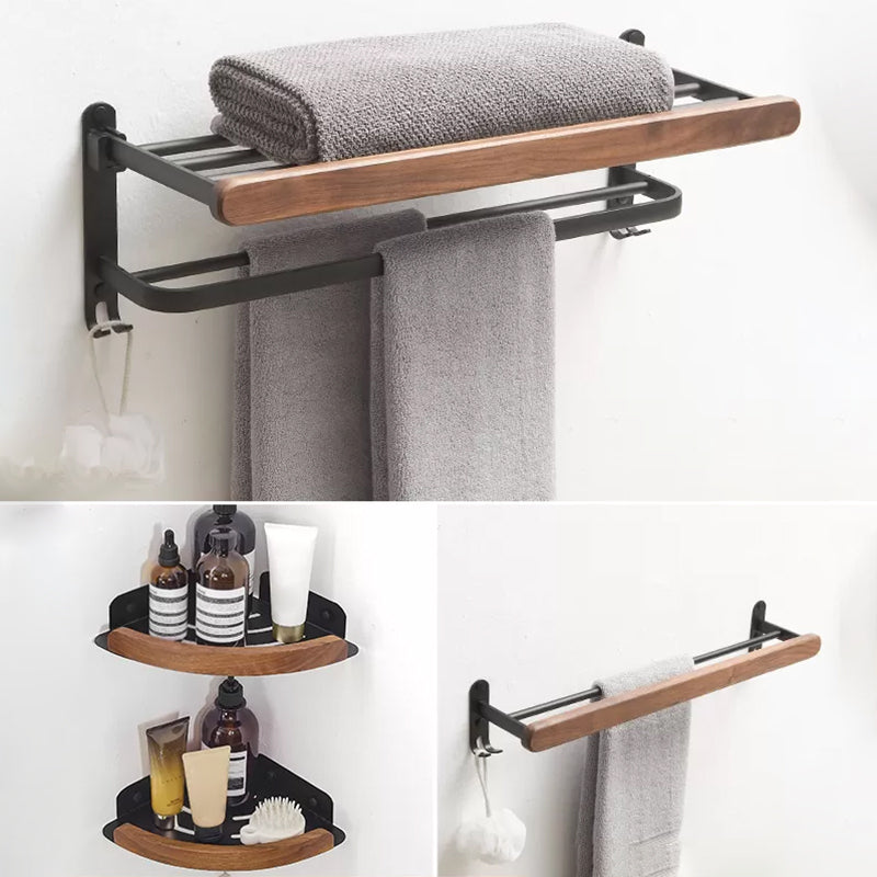 Modern Bathroom Accessory Kit Aluminum & Wood Bath Hardware Set