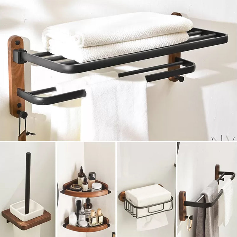 Modern Bathroom Accessory Kit Aluminum & Wood Bath Hardware Set